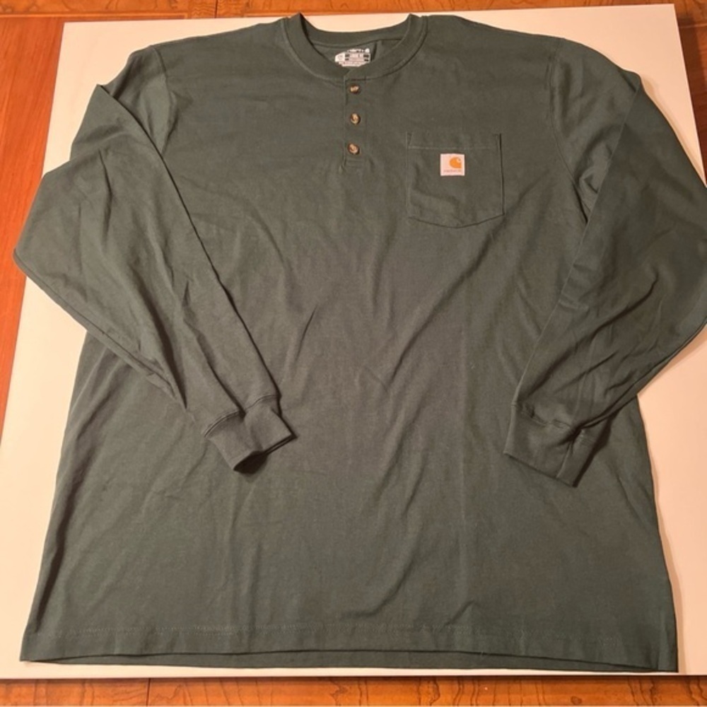 NWOT Carhartt Loose Fit Shirt Mens 2XL Green Long‎ Sleeve Workwear (A4)